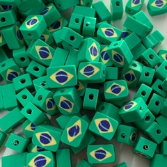 Entremeio de Fimo 10mm Bandeira do Brasil para Pulseiras e Colares