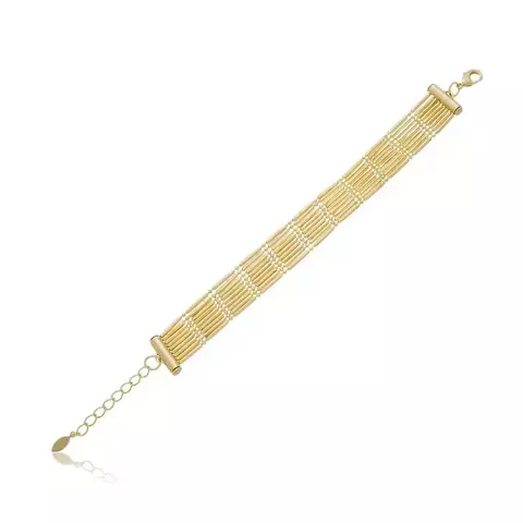 PULSEIRA CORRENTE PALITO 9 FIOS BANHADA A OURO 18K