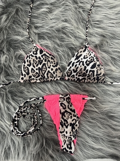 Biquíni oncinha rosa neon - loja online