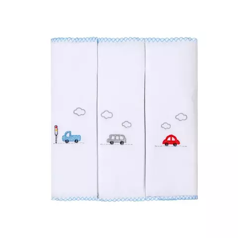 PANINHO DE BOCA BORDADOS PAPI COM PRENDEDOR DE CHUPETA 40CM X 40CM CONTEM 03 UN CARROS COLORIDOS Ean :7896700866588