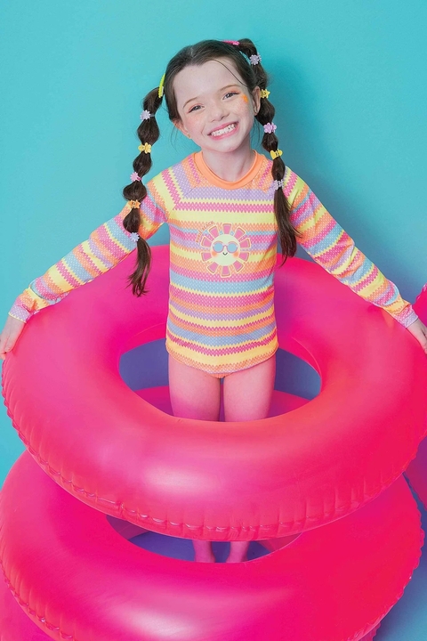 CONJUTO BLUSA MANGA LONGA E BIQUINI LARANJA TAMANHO 04