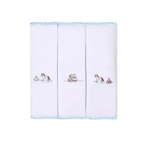 PANINHO DE BOCA BORDADOS PAPI COM PRENDEDOR DE CHUPETA 40CM X 40CM CONTEM 03 UN CAVALO DE MADEIRA Ean :7896700866595