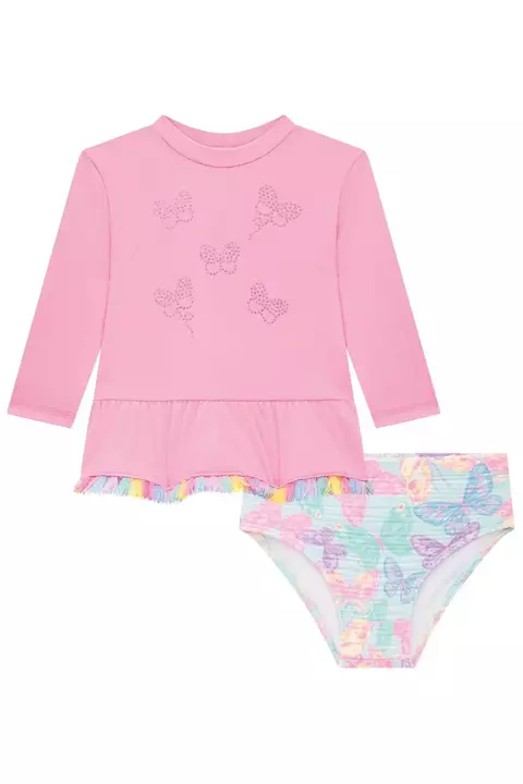 BLUSA MANGA LONGA E CALCINHA ROSA TAMANHO GG.