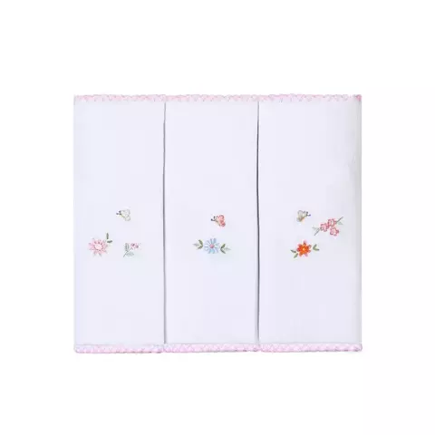 PANINHO DE BOCA BORDADOS PAPI COM PRENDEDOR DE CHUPETA 40CM X 40CM CONTEM 03 UN FLORALZINHO Ean :7896700866601