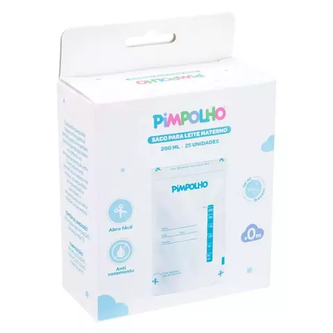 SACOS DE ARMAZENAMENTO P/LEITE MATERNO 200 ML PIMPOLHO TRANSPARENTE