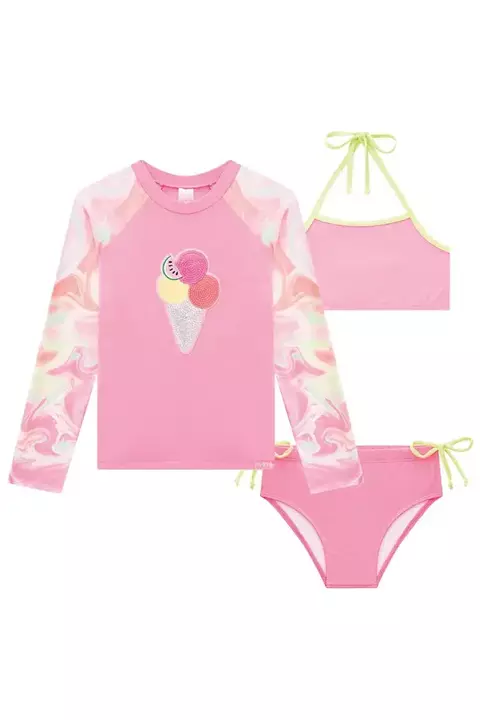 BLUSA ML E BIQUINI ROSA NEON TAM 02 KUKIE