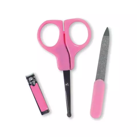 KIT PARA UNHAS ROSA (TESOURA, LIXA E CORTADOR)