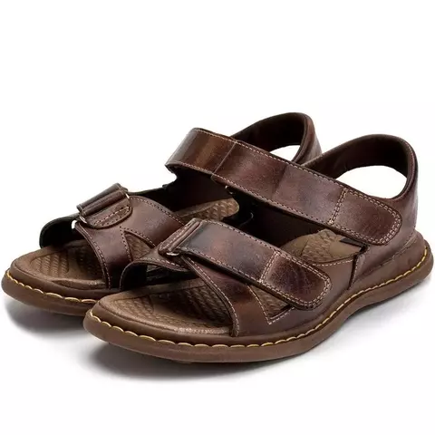 Sandalia Ortopedica Masculina Chinelo Confortavel De Couro Legitimo - 37 ao 45 - comprar online