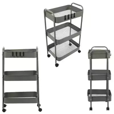 Carrinho Auxiliar com 3 Prateleiras com rodinhas para Salão de Beleza Maquiagem Barbearia Pedicure Manicure Esmalteria Estética Facial multiuso