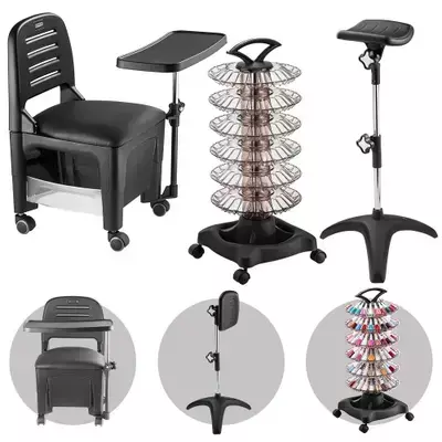 Kit Manicure Completo Cadeira Cirandinha Bari Carrinho para Esmaltes E Tripé Pedicure Dompel Profissional