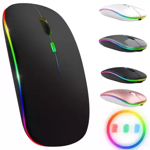 Mouse Sem Fio Recarregável Wireles Optico Led Rgb Ergonômico - ONYONSTORE