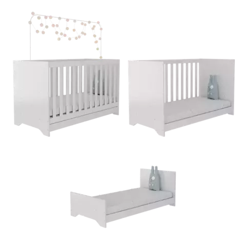 Berço 3 em 1 com Colchão Incluso Multimóveis Mp0527c Branco Branco