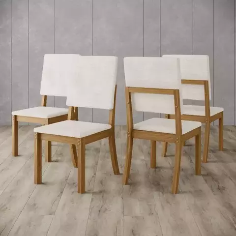 Kit 4 Cadeiras para Sala de Jantar Milla Nature