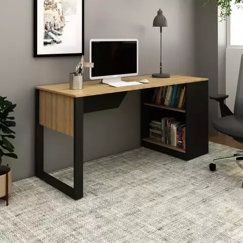 Mesa Para Escritório 160cm ME4182 Amêndoa/Preto