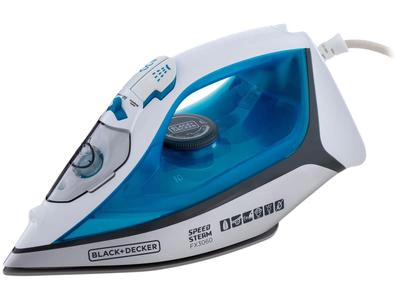 Ferro de Passar Roupa a Vapor e a Seco Black + Decker Speed Steam FX3060 Branco e Azul 220V