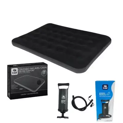 Kit Colchão Inflável Casal Resistente C Bomba Ar