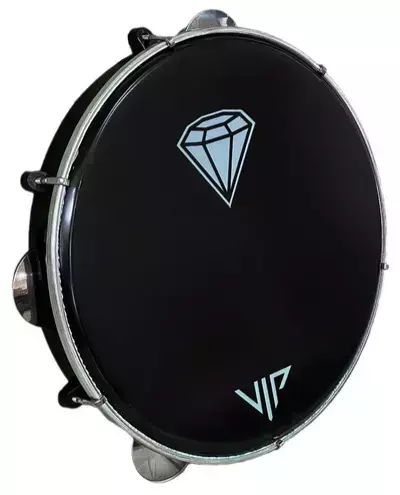 Pandeiro 10 Profissional Pele Leitosa Diamante Corpo Abs Chave Afinação