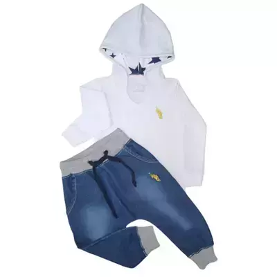 Kit 2 Peças Camiseta Manga Longa com Capuz e Calça Jeans TAM 1 ao 3 - comprar online