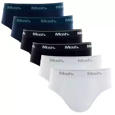 Kit 6 Cuecas Slip Algodão Infantil Bordado Mash P M G GG - comprar online