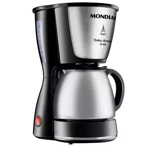 Cafeteira Elétrica Mondial Dolce Arome Thermo Inox C-34 15 Xícaras – Preta e Inox - 220V