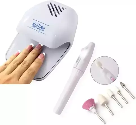 Kit Manicure Lixa Elétrica E Cabine Secador De Unhas Gel Acrygel Fibra - Yepp