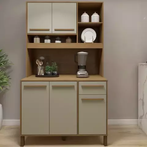 Armário de Cozinha 5 Portas 1 Gaveta Agata Cinamomo/Off White