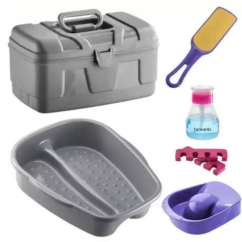 Kit Manicure Pedicure Profissional Maleta Tigela mão Bacia Pés Lixa Separador Porta acetona Dompel - comprar online