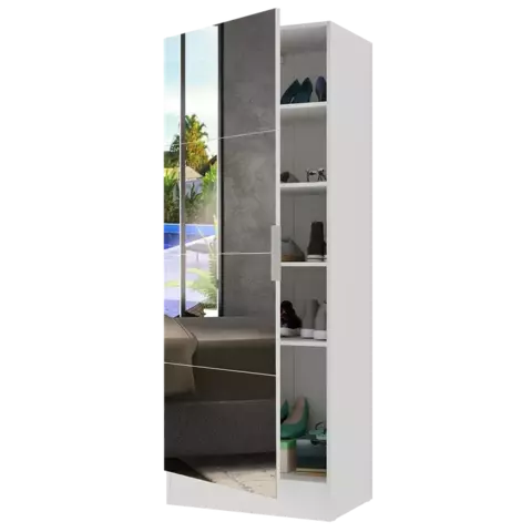 Sapateira 1 Porta com Espelho Jade Plus Multimóveis Branca Branco