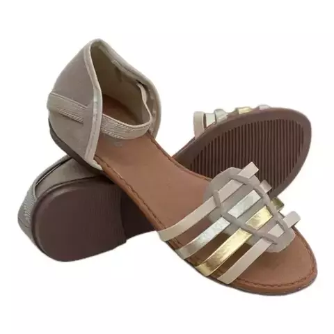 Sandália rasteira feminina com calce fácil de elástico feita à mão - YSAH - 34 ao 40 - comprar online