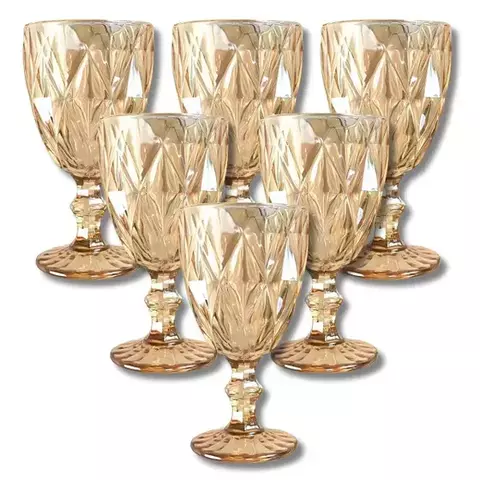 Jogo 6 Taças De Vidro Diamond Drinks 260ml Diamante Bico Jaca Abacaxi - Original - comprar online