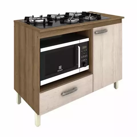 Balcão para Cooktop e Nicho para Forno Roma Móveis Sul, 1 Porta, 1 Gaveta - 4855 - comprar online