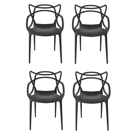 Cadeira Allegra Preta - Kit com 4 Preta