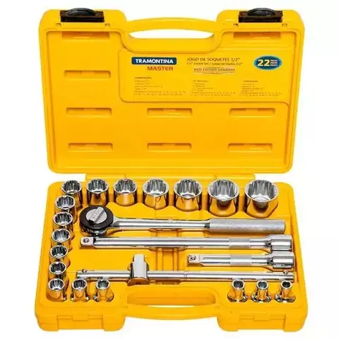 Maleta De Ferramentas Soquete Estriado Tramontina 22 Pçs