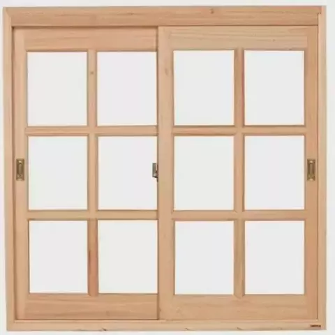 Janela Vitrô De Madeira 100x80 Modelo Vidro Quadriculada Duas Folhas - Arco Iris