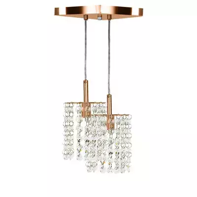 Lustre Pendente Clearcast Duplo Cristal Legitimo New Cobre