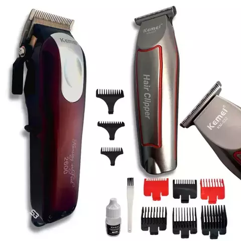 Kit Cortador De Cabelo E Barba Pro 9w E Aparador Bivolt - Kemei