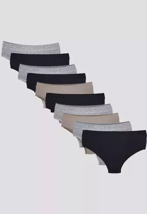 Kit com 10 Calcinhas Algodão Cintura Alta Francesinha Ajuda a Segurar a Barriga P M GG G XGG - comprar online