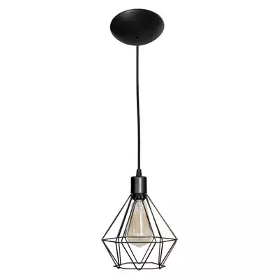 Lustre Pendente Aramado Diamante Preto Pendente Teto