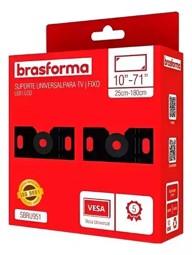 Suporte Tv Fixo Led Lcd Brasforma SBRU951 de 10 a 71 Polegadas Preto