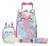 Mochila do rodinha infantil menina Spector Unicórnio de pelúcia cor rosa