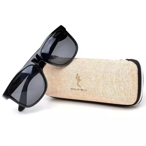 Oculos de Sol Unissex Polo Blu Quadrado Basico Moderno com Estojo Caixinha - Preto - comprar online