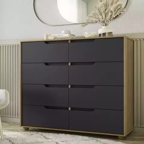 Cômoda 8 Gavetas Doble Freijó/Titanium - comprar online