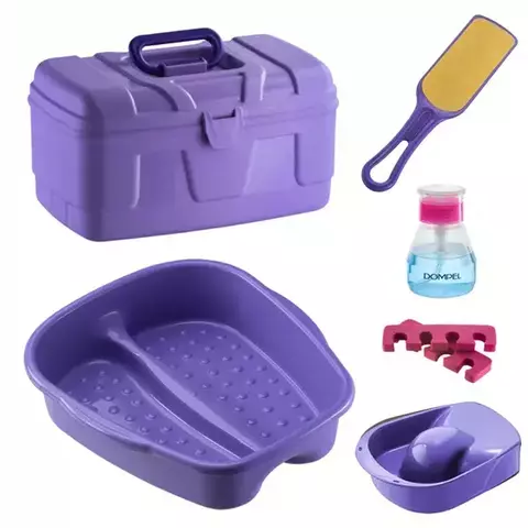 Kit Manicure Pedicure Profissional Maleta Tigela mão Bacia Pés Lixa Separador Porta acetona Dompel - comprar online