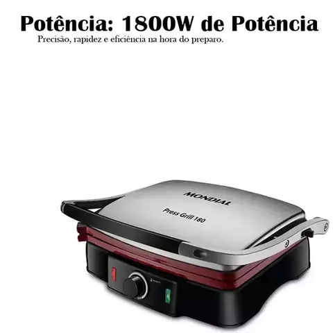 Grill Mondial, Press Grill 180 220v, Vermelho, 1800w - Pg-02