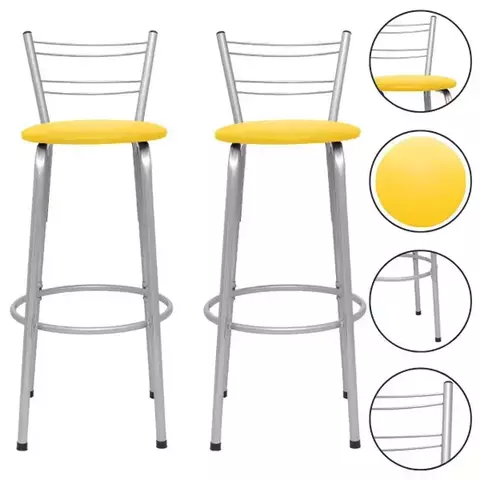 Kit 2 Banco Banquetas Alta Bar Balcão Cozinha Gourmet Bistrô Bancada Area Lazer Reforçada Itagold