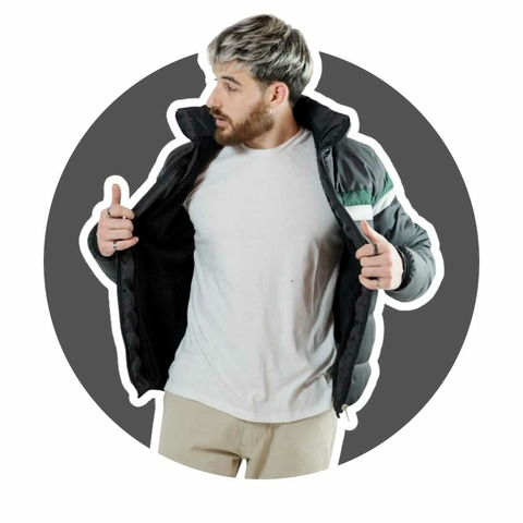 Campera Negra Puffer Combinada - comprar online