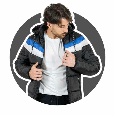 Campera Negra Puffer Combinada - comprar online