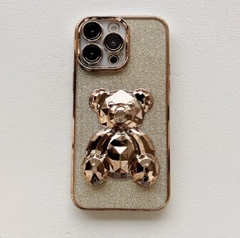 FUNDA IPHONE 15 DIAMOND BEAR 3D CON GLITTER - tienda online