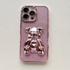 FUNDA IPHONE 15 DIAMOND BEAR 3D CON GLITTER