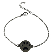 PULSERA DE ACERO CON MEDALLA DE HUELLA ESMALTADA DE 18 CM